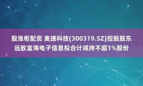 股涨柜配资 麦捷科技(300319.SZ)控股股东远致富海电子信息拟合计减持不超1%股份