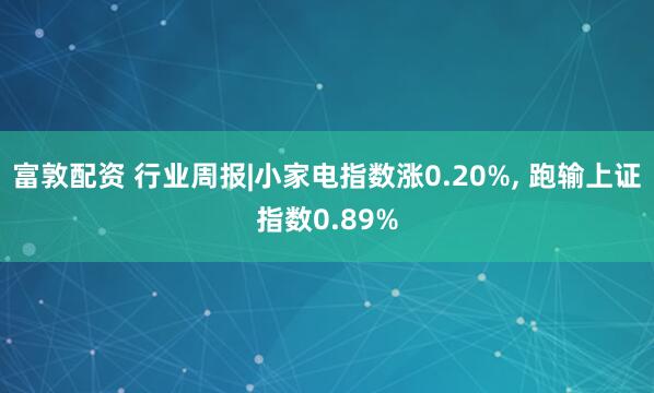 富敦配资 行业周报|小家电指数涨0.20%, 跑输上证指数0.89%