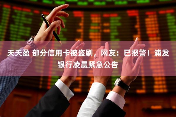 天天盈 部分信用卡被盗刷，网友：已报警！浦发银行凌晨紧急公告